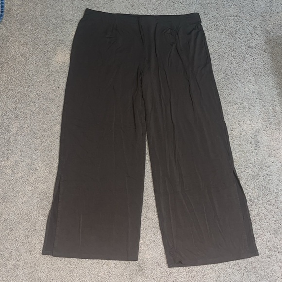 J. Jill Wearever Wide Leg Pull-On Split Hem Pant Dark Truffle Brown Large Petite - Picture 4 of 11